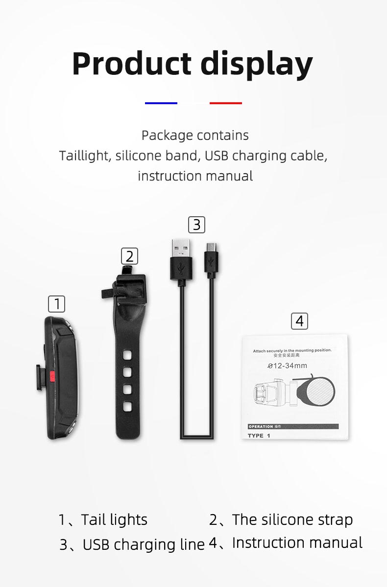 Mountain bicycle tail light USB charging warning light night riding taillight - Bicycle Lights - 10