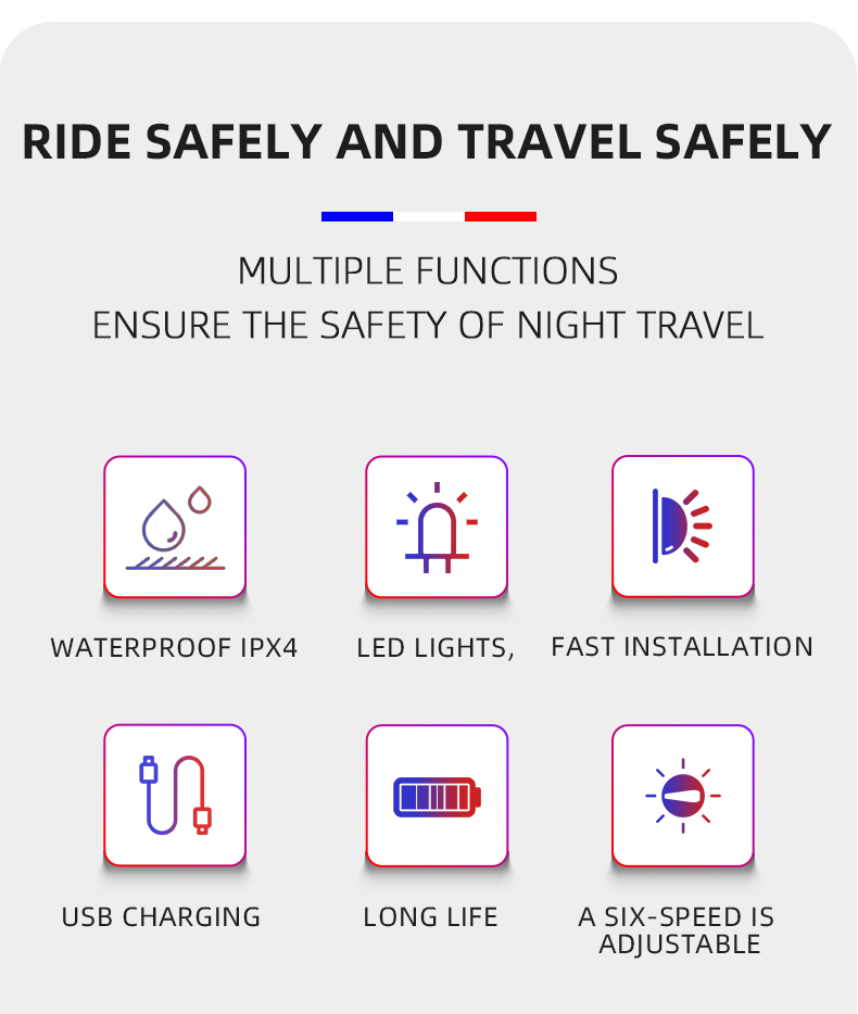 Mountain bicycle tail light USB charging warning light night riding taillight - Bicycle Lights - 12