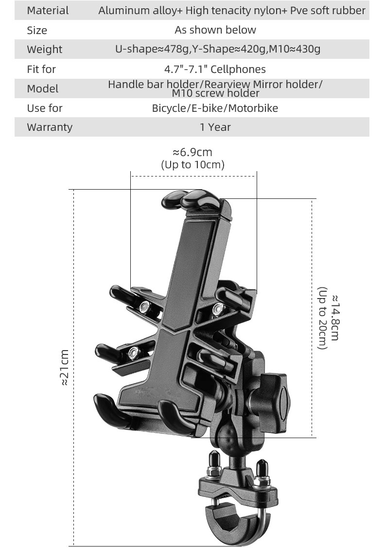 Phone Holder for Bike Aluminum Alloy Holder with Vibration Dampener - Phone Holder - 2