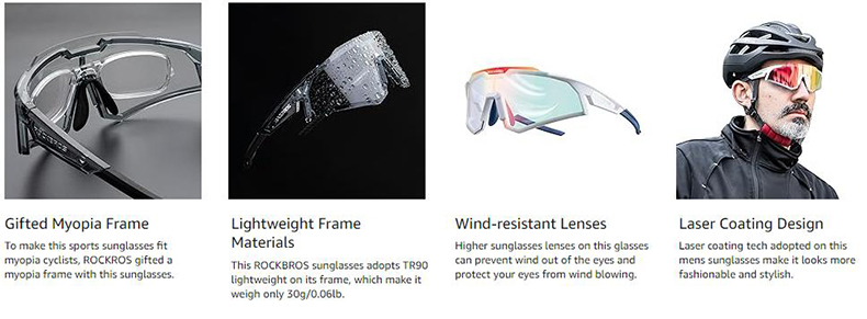 Meekleurende heldere fietsbril voor heren dames UV-bescherming