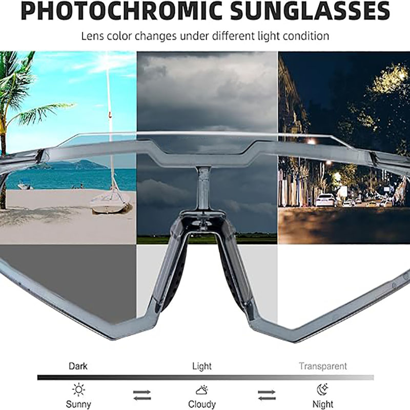 Photochromic klè linèt monte bisiklèt pou gason fanm pwoteksyon UV