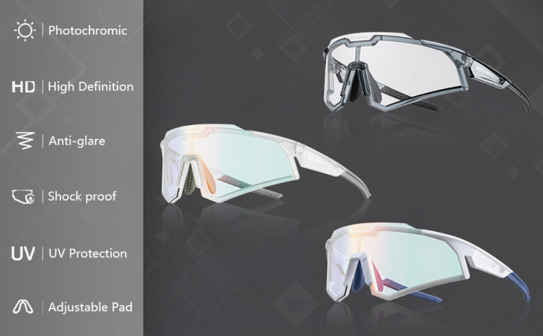 Photochromic Clear Cycling Glasses for Men Women UV Protection 