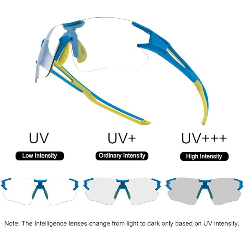 ແວ່ນຕາລົດຖີບ Photochromic ສໍາລັບຜູ້ຊາຍ ແມ່ຍິງກິລາ Goggles ປ້ອງກັນ UV
