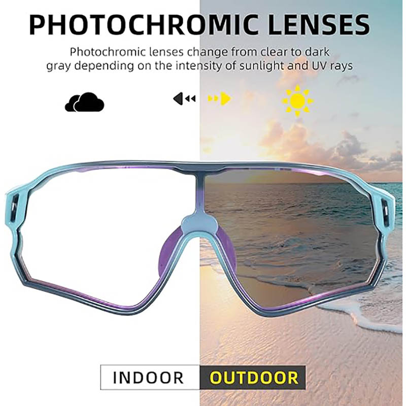 Photochromic Sports Kids Linèt solèy VTT linèt solèy pou timoun ki gen laj 8 a 14 an