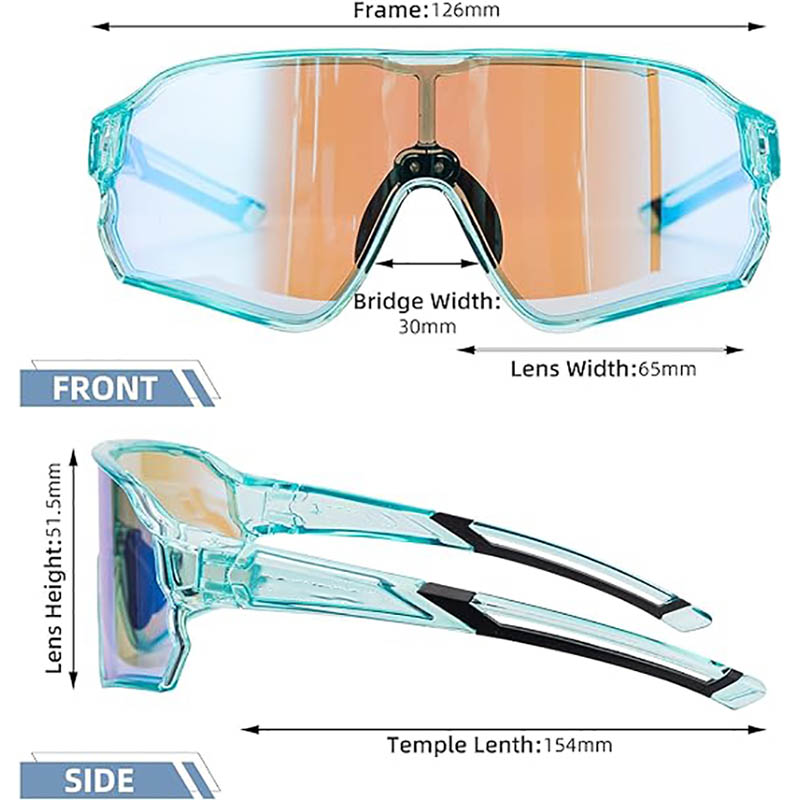 Photochromic Sports Kids Linèt solèy VTT linèt solèy pou timoun ki gen laj 8 a 14 an