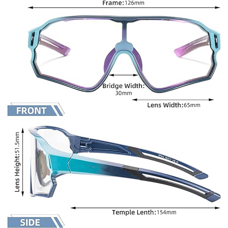 نظارات شمسية رياضية فوتوكروميك للأطفال MTB لركوب الدراجات للأطفال من سن 8 إلى 14 عامًا