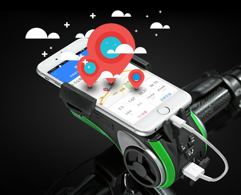 Rear Bicycle Light Phone Holder  Light Waterproof 5 In 1 Multi Function Bluetooth Speaker - Bicycle Lights - 7
