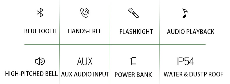 Lumină din spate pentru bicicletă Suport telefon Lumină impermeabilă 5 în 1 difuzor multifuncțional Bluetooth