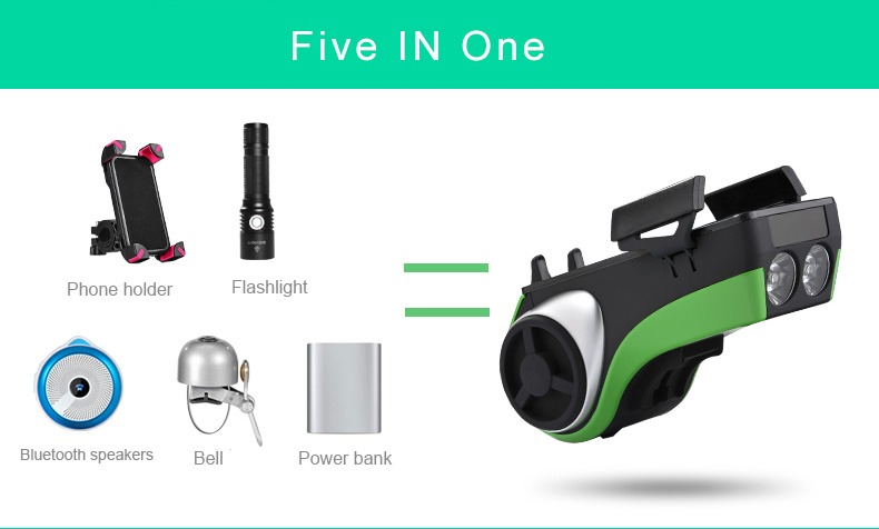 Rear Bicycle Light Phone Holder  Light Waterproof 5 In 1 Multi Function Bluetooth Speaker - Bicycle Lights - 4