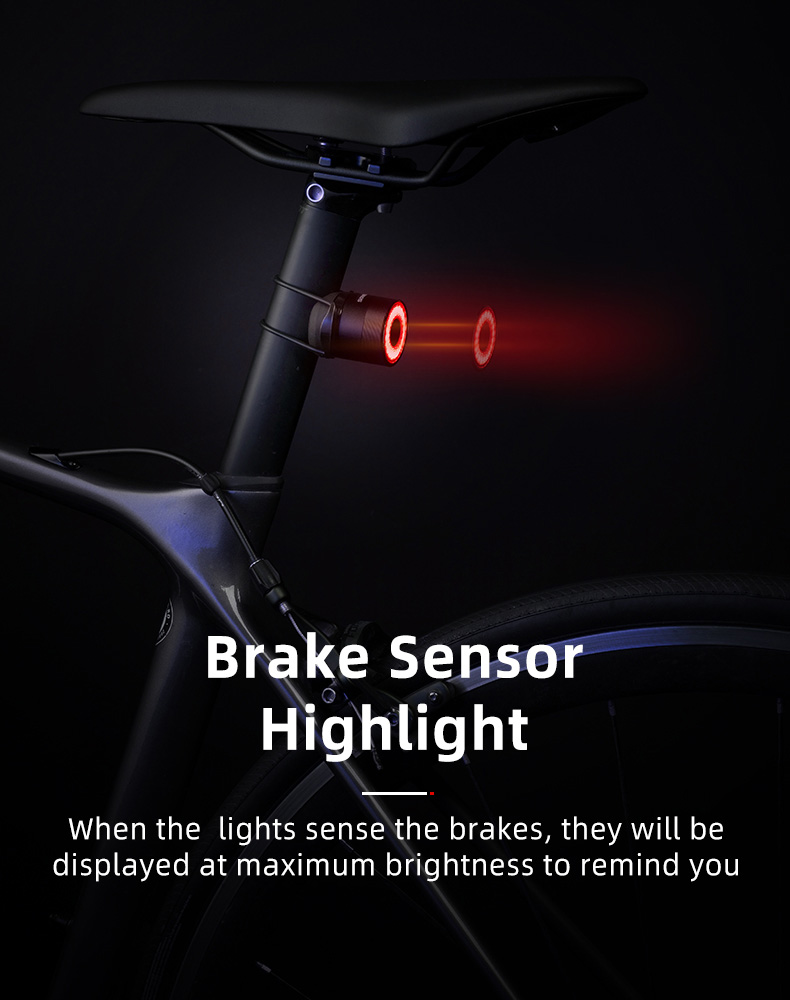 Rechargeable Bicycle Led Lights IPX6 Waterproof Brake Sensing Bike Tail Light - Bicycle Lights - 5
