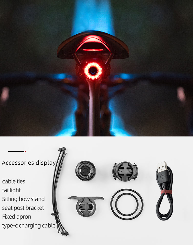 Rechargeable Bicycle Led Lights IPX6 Waterproof Brake Sensing Bike Tail Light - Bicycle Lights - 8