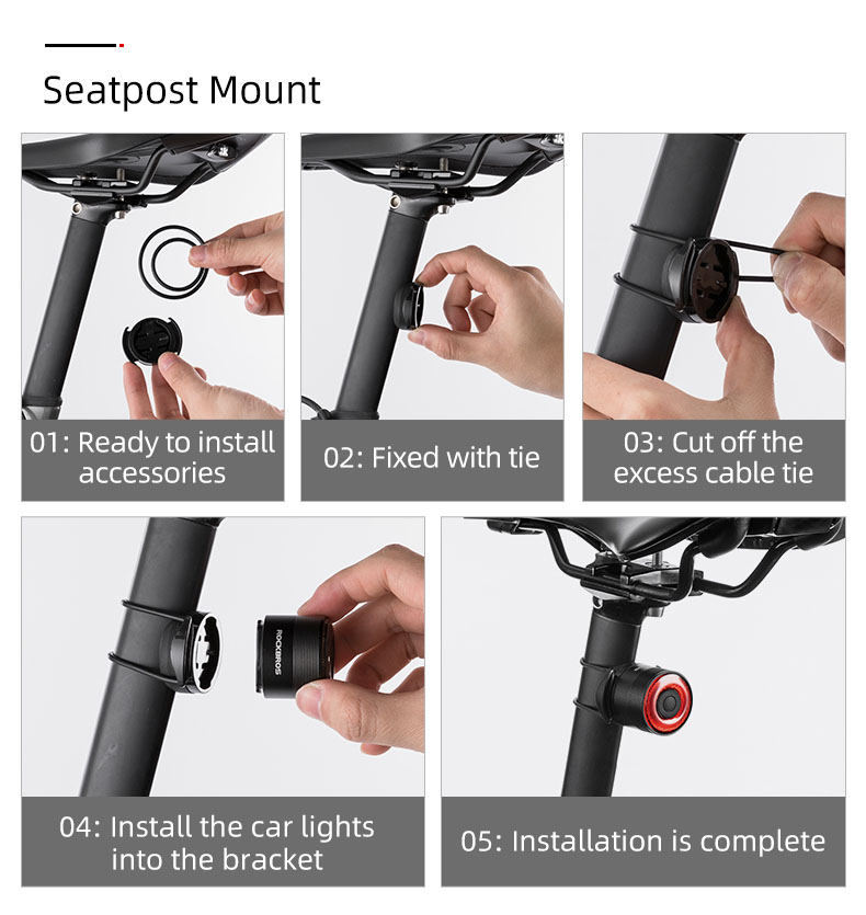Rechargeable Bicycle Led Lights IPX6 Waterproof Brake Sensing Bike Tail Light - Bicycle Lights - 14