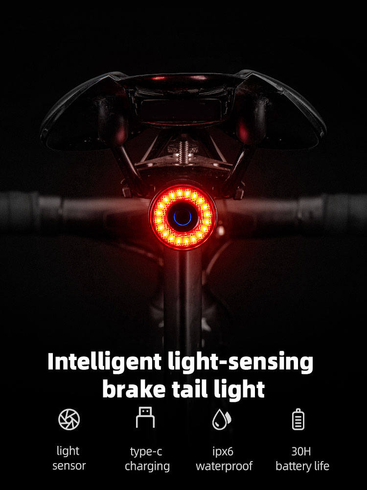 Rechargeable Bicycle Led Lights IPX6 Waterproof Brake Sensing Bike Tail Light - Bicycle Lights - 2