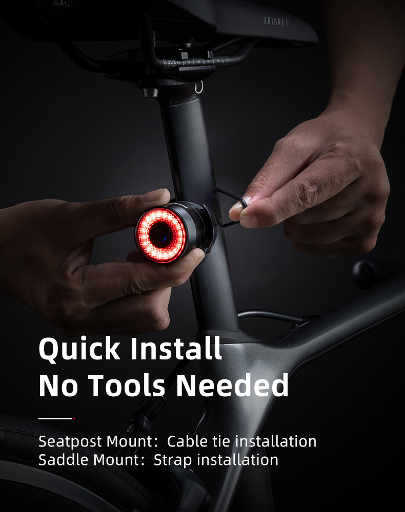 Rechargeable Bicycle Led Lights IPX6 Waterproof Brake Sensing Bike Tail Light - Bicycle Lights - 7
