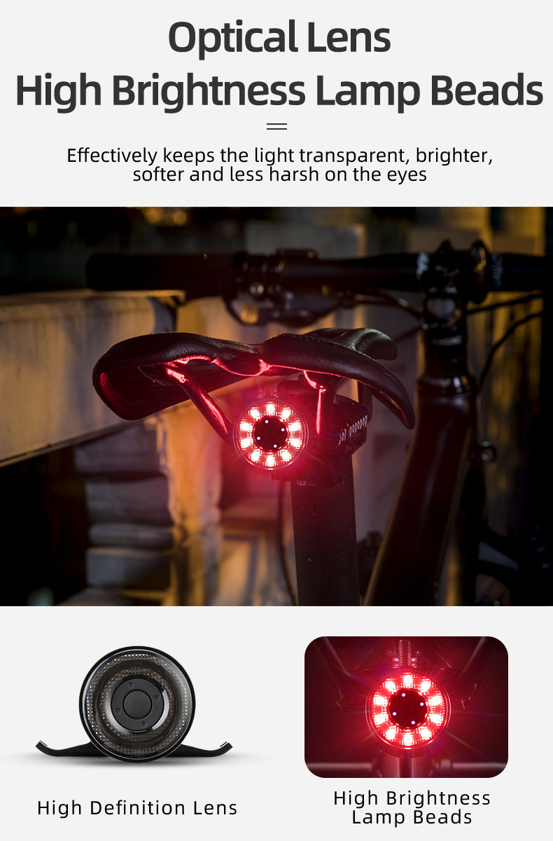 Újratölthető kerékpár hátsó lámpa, vízálló kerékpár hátsó lámpa