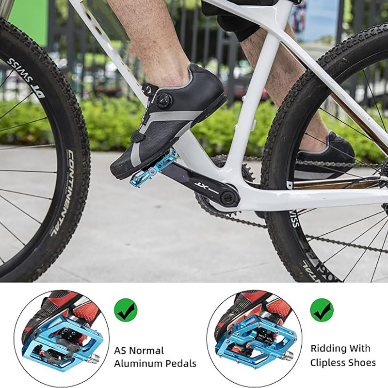 SPD Mountain cycling pedal types Sealed Clipless Aluminum Pedals with Cleats - Pedal - 4