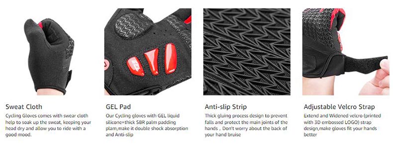 Touch Screen Anti Slip Gloves for Cycling with Gel Padded Shock Absorbing - Glove - 3