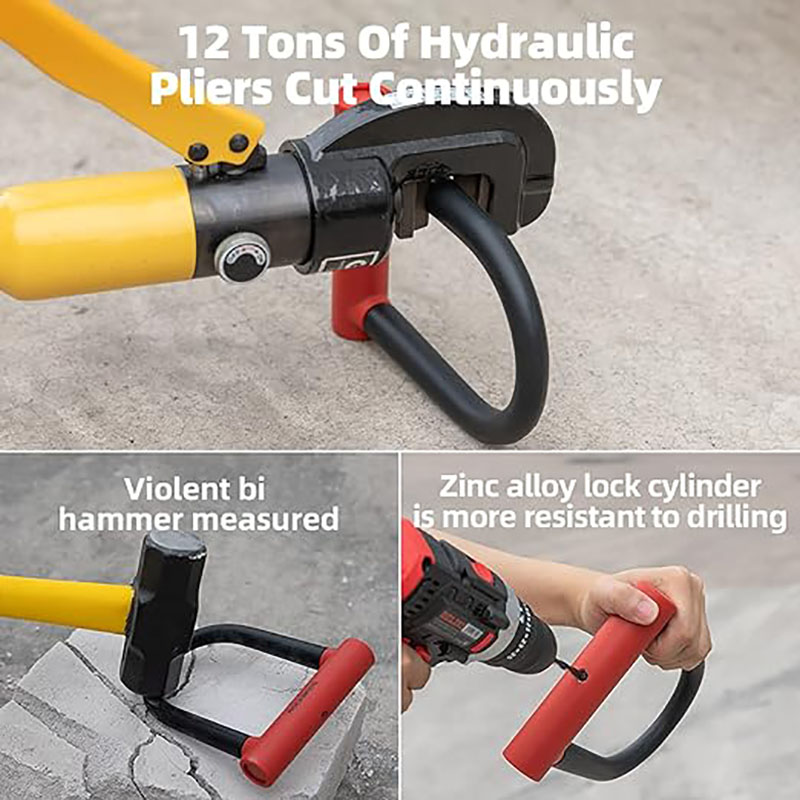 U Bike Lock with Cable Heavy Duty U Shackle 21mm 4 ft Anti Theft Black - Bike Lock - 6