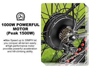 Fat tire electric bike 1000w motor mountain ebike