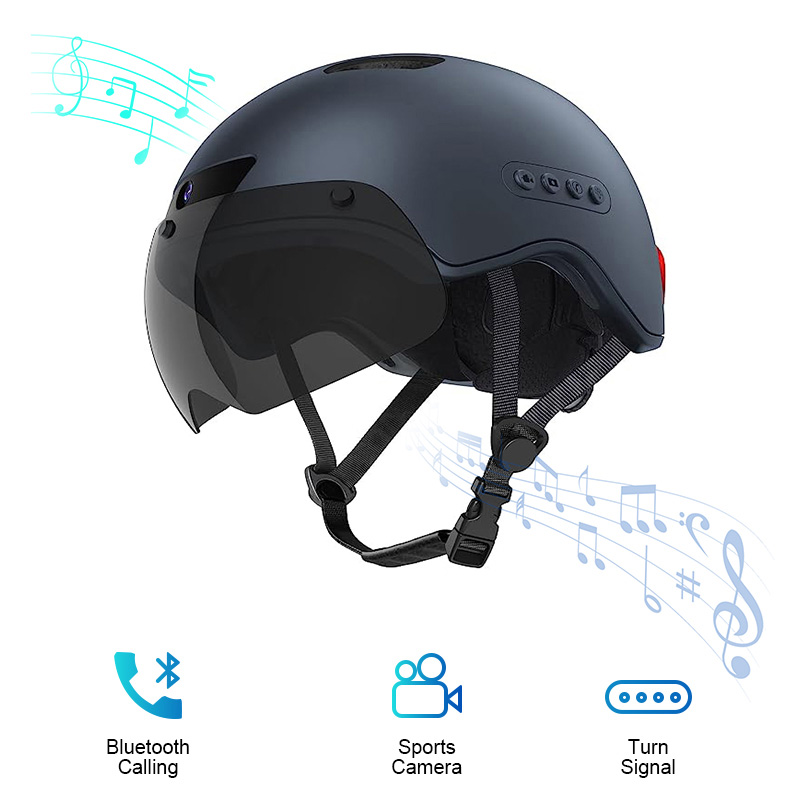 Awọn ibori keke agba agba pẹlu Kamẹra Idaraya Bluetooth Smart Helmet