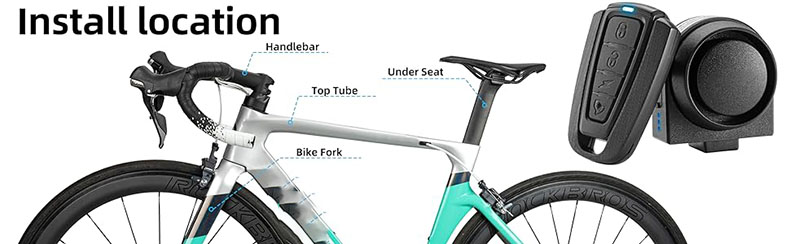 115dB Bell for Bike Alarm with Remote Wireless Waterproof Vibration Motion Sensor - Bike Bell & Horn - 7