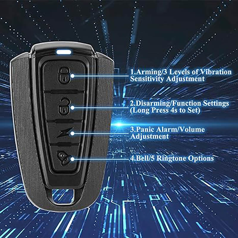 115dB Bell for Bike Alarm with Remote Wireless Waterproof Vibration Motion Sensor - Bike Bell & Horn - 4