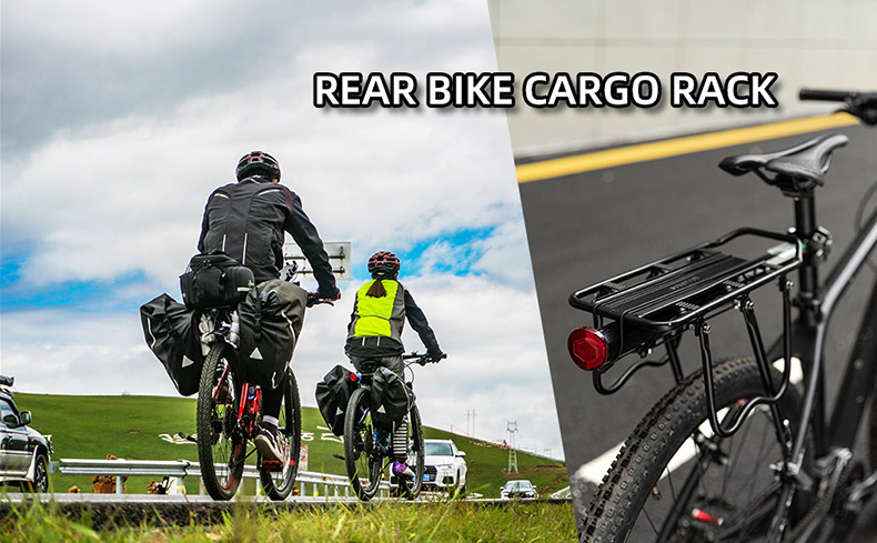 Inogadziriswa Bike Cargo Rack 165 lbs Kukwanisa Kurumidza Kuburitsa Pannier Rack ine Elastic Band uye Reflector