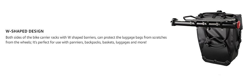 កន្លែងដាក់ឥវ៉ាន់កង់ដែលអាចលៃតម្រូវបាន 165 lbs សមត្ថភាពបញ្ចេញរហ័ស Pannier Rack ជាមួយនឹងក្រុម Elastic Band និង Reflector
