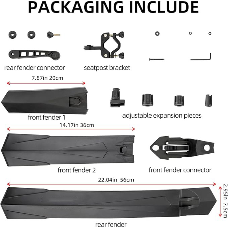 Bicycle Fender Set Adjustable Front Rear Bike Fender MTB Mud Guards - Bike Fender - 6