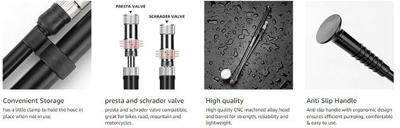 Bike Pumps High Pressure 300 PSI for Rear Shock Suspension Fork Bicycle Tire Pump - Pump - 5