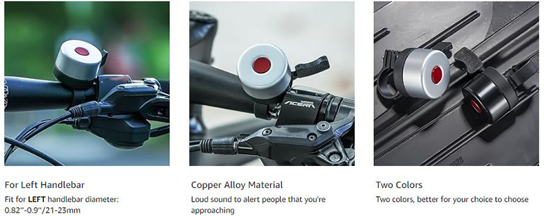 Biker Bell for Left Handlebar Loud Sound Copper Alloy Classic Bike Bell - Bike Bell & Horn - 9