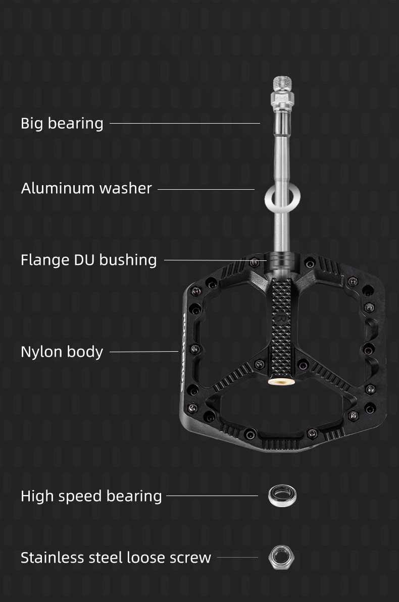 Bikes pedals Ultralight Seal Bearings Nylon Molybdenum Pedal ທົນທານພື້ນທີ່ກວ້າງ