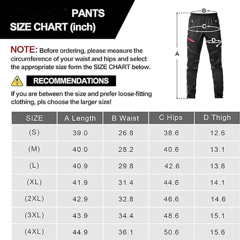 Cycle Pants para sa Lalaki Windproof Thermal Fleece Winter Athletic Bike Pants