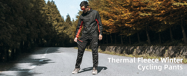 Cycle Pants for Men Windproof Thermal Fleece Winter Athletic Bike Pants - Clothes - 2