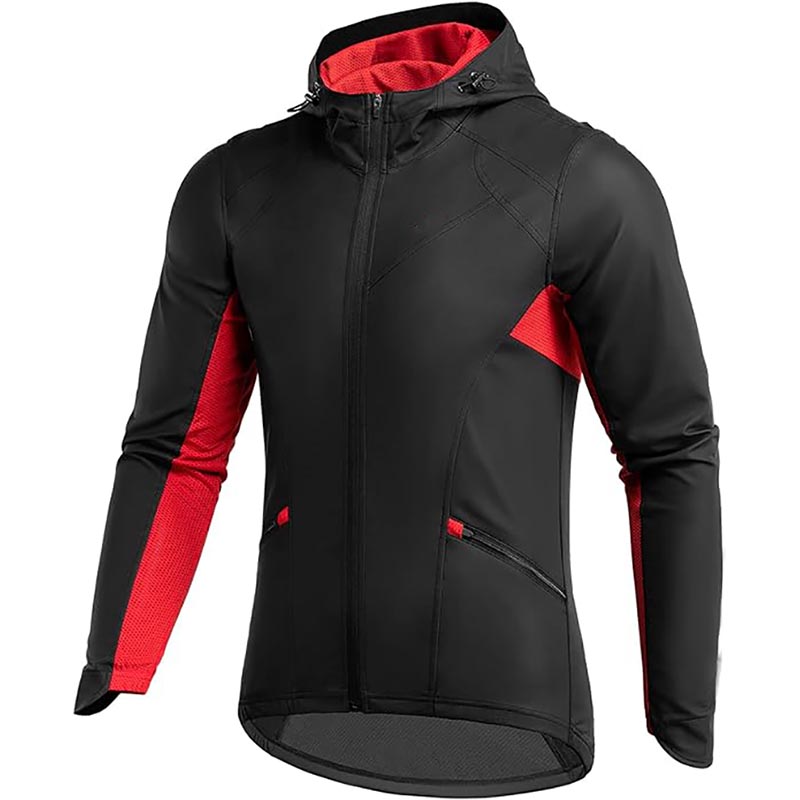Jachetă de ciclism Jachete de iarnă pentru bărbați, termorezistentă la vânt Îmbrăcăminte de ciclism Negru