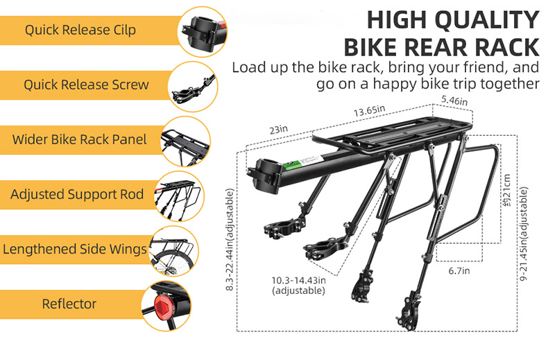 Electric Bike Racks 55 LBS Load Full Quick Release Aluminum Alloy Bike Cargo Racks - Bike Rack - 1