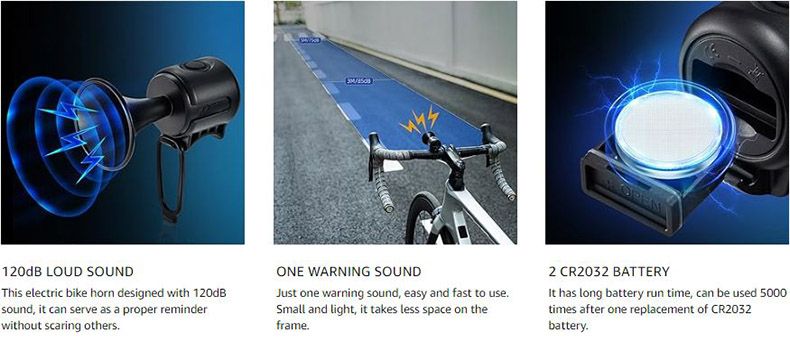 Electric Bike Ring Bell Loud 120dB Adults Kids Bike Horn Alarm IPX4 Waterproof - Bike Bell & Horn - 1