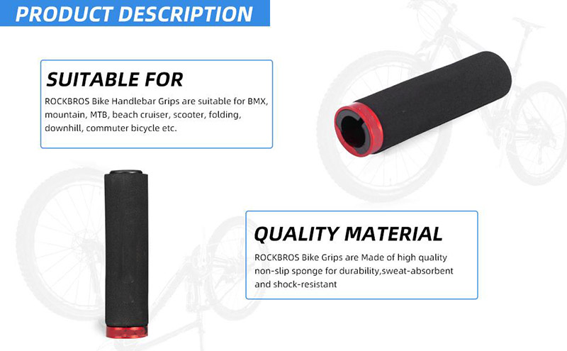 Foam Single Lock on Bicycle Handle Bars Soft Comfortable Non-Slip Bike Grips - Grip Handlebar Tape - 8