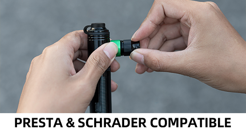 Mini Bike Pump 110PSI CO2 Inflator Presta and Schrader Valve Compatible Bicycle Pump - Pump - 3