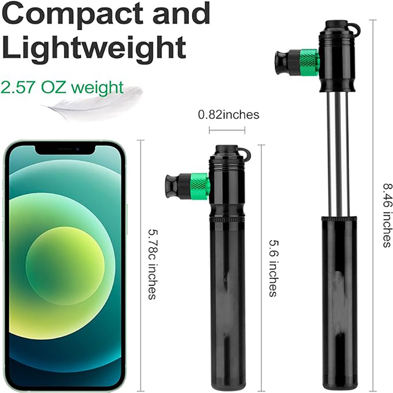 Mini Bike Pump 110PSI CO2 Inflator Presta and Schrader Valve Compatible Bicycle Pump - Pump - 1