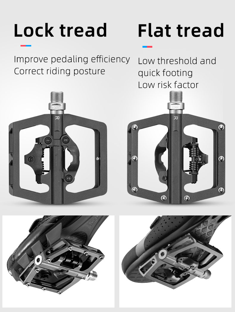 Pedal elektrisk sykkel kompatibel med dobbel funksjon forseglet clipless aluminium