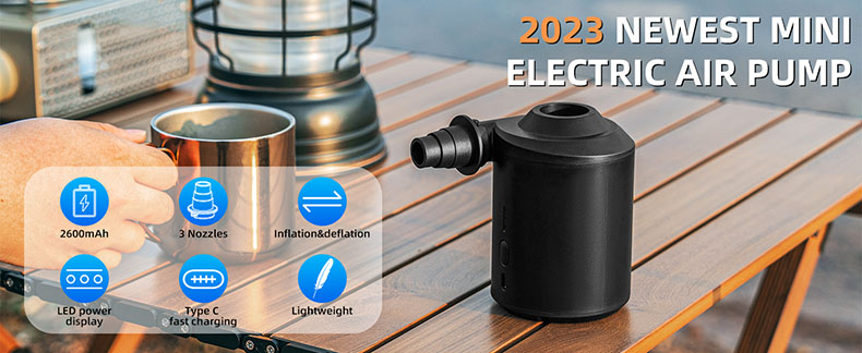 Portable Bike Pump USB Rechargeable with 2600mAh Battery to Inflate Deflate - Pump - 1