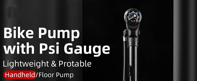 Portable Bike Pump with PSI Gauge Pump Smart Valve High Pressure 120 PSI/8 Bar - Pump - 3