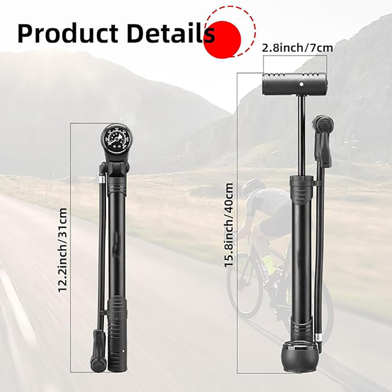Portable Bike Pump with PSI Gauge Pump Smart Valve High Pressure 120 PSI/8 Bar - Pump - 1