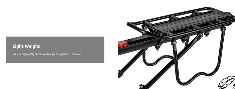 Rear Bike Rack Full Release Adjustable Aluminium Alloy 115 lbs Capacity