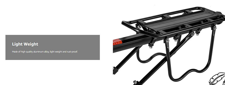 Rear Bike Rack Full Quick Release Adjustable  Aluminum Alloy 115 lbs Capacity - Bike Rack - 8