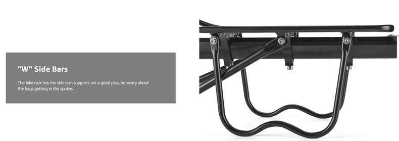 Rear Bike Rack Full Quick Release Adjustable Aluminum Alloy 115 lbs Capacity