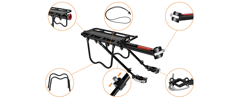 Rear Bike Rack Full Quick Release Adjustable  Aluminum Alloy 115 lbs Capacity - Bike Rack - 3