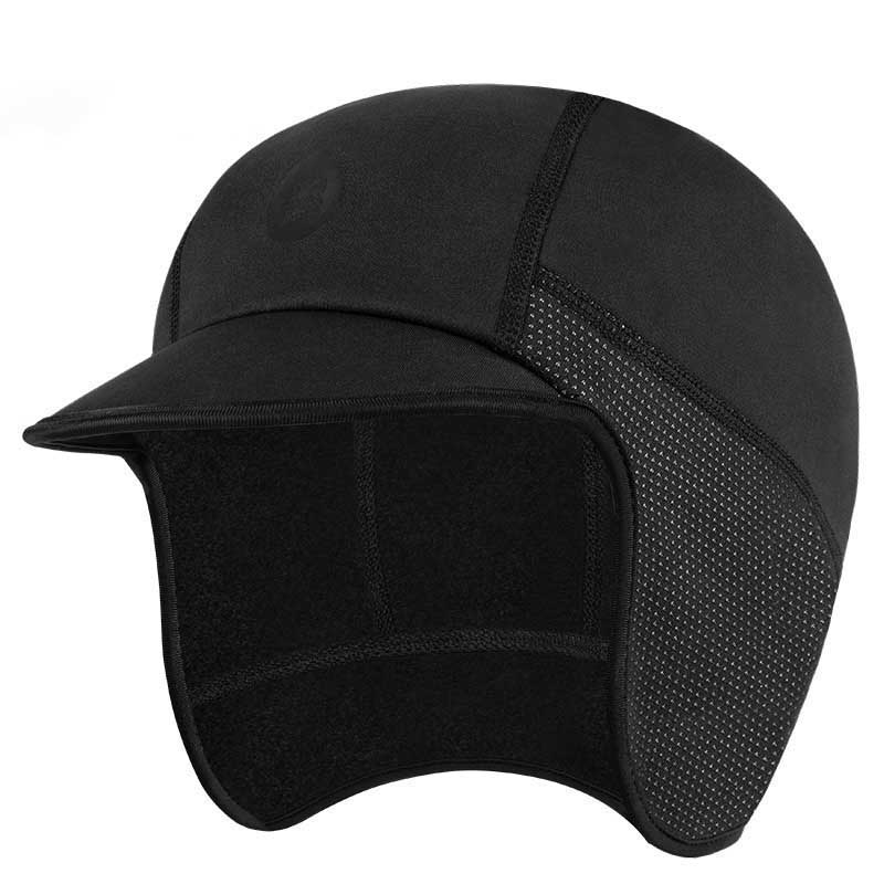 Windproof Cycling Skull Cap with Sun Visor Liner Black