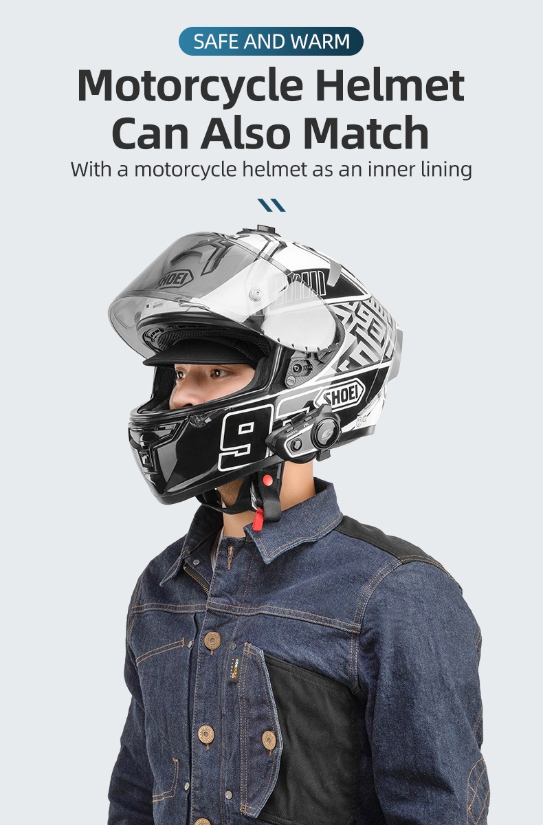Windproof Cycling Skull Cap with Sun Visor Liner Black - Balaclava Mask - 10